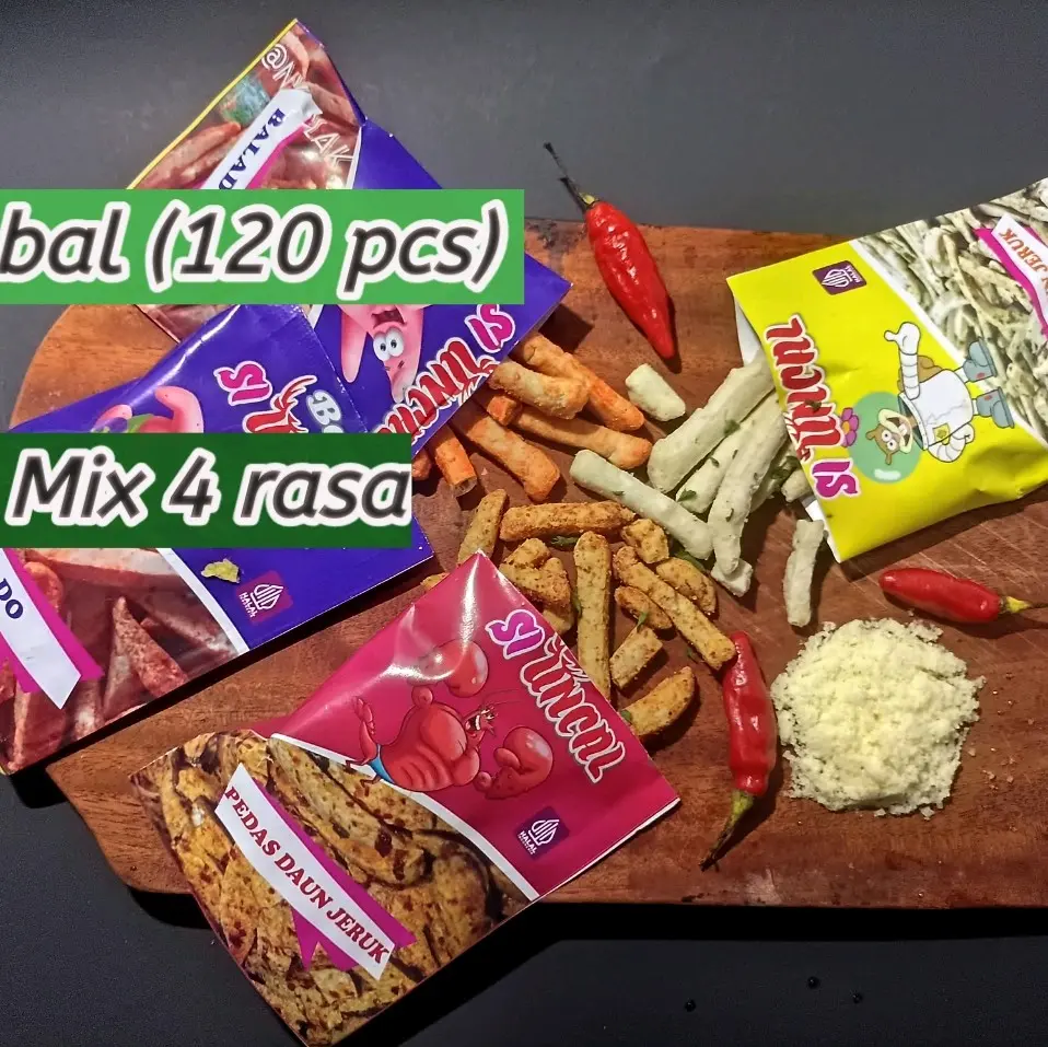 Basreng karakter kemasan 1 bal (120 pcs) mix 4 rasa