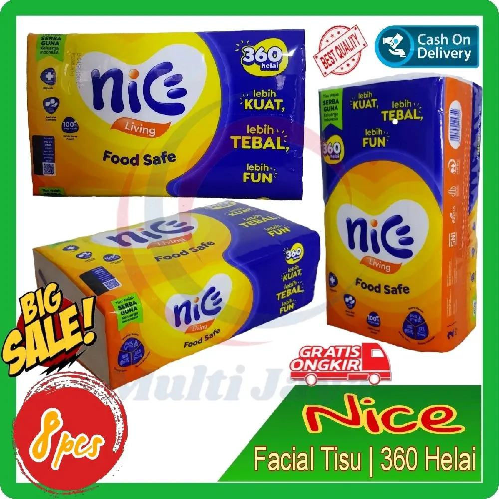 [PAKET 8 PCS] Tisu Nice 180 Lembar 2 Lapis - Lembut dan Siap Pakai