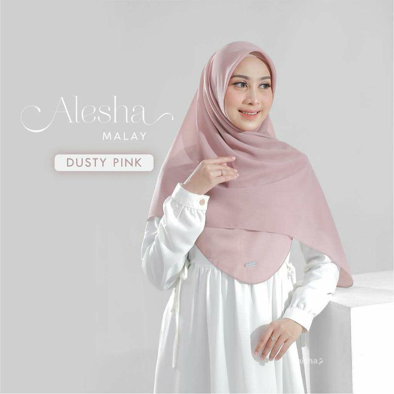 Alesha Malay by Naisha - Hijab Malay Segi Empat / hijab instan terbaru kekinian premium / Bayar Ditempat Khimar Pink Muslim Soft 7
