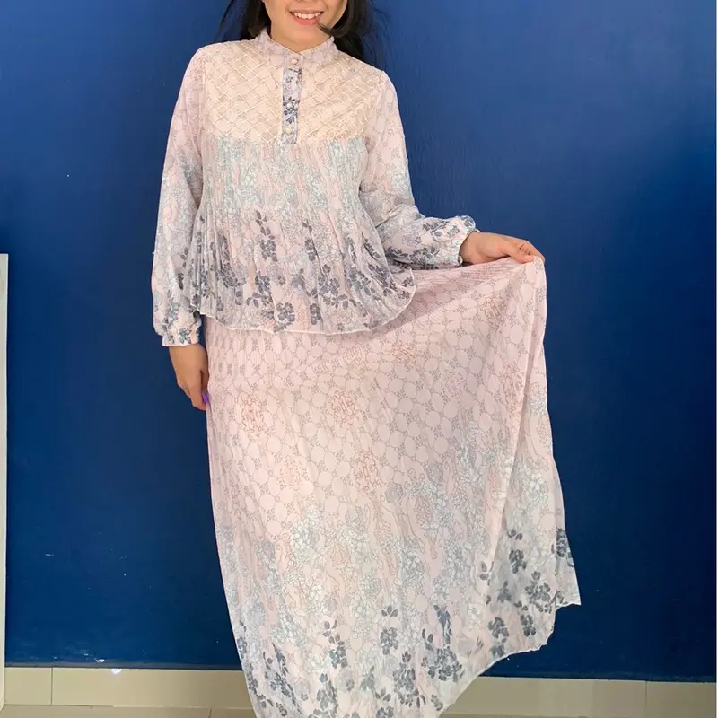FANMU DRESS - Gamis Model Onset Bunga Pink Wanita Muslim 1