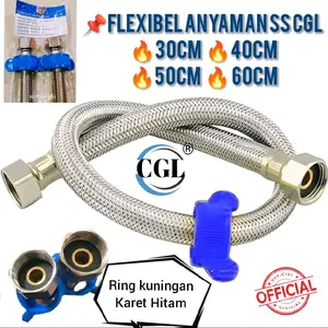 selang shower flexibel anyam wastafel varian 30cm 40cm 50cm 60cm