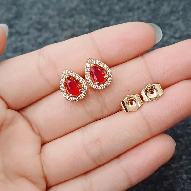 Anting Tusuk Wanita ELegan Cantik Permata Zirkon Lapis Emas Motif Baru High Quality 3