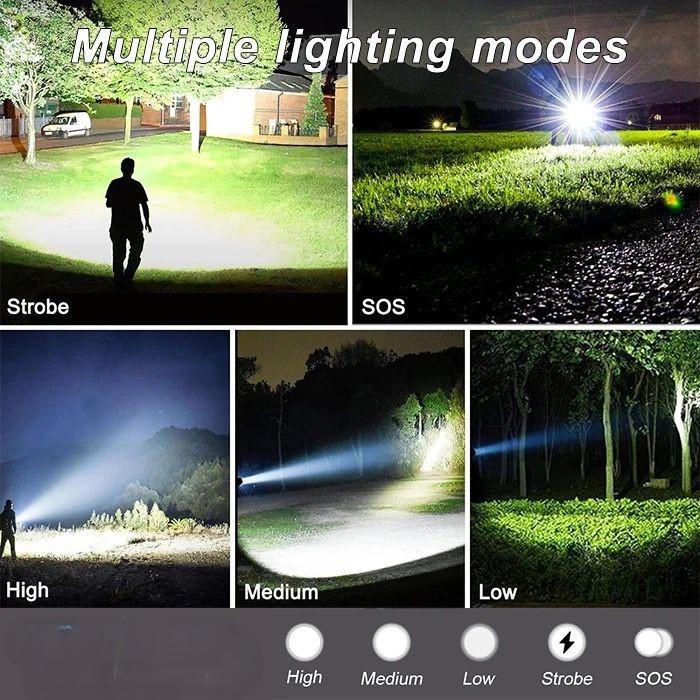 Multifunctional flashlight 8800mAh ultra bright LED Powerful Flashlight Alloy Body 5 Lighting Modes Type-C Torch Light Tactical Flashlights Outdoor  Portable Lampu Terang 6