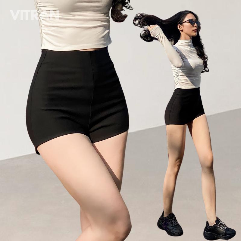  VITRAN BOUTIQUE Quần Short Idol Cạp Cao Dance Nhảy Trình Diễn Sân Khấu Kpop Blackpink Lisa Thun Cotton Xịn Trơn Nữ Co Giãn Dãn Cơ Bản Basic Đơn Giản Minimal  SHORT  