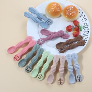 Food grade silicone baby spoon set non toxic Easy clean silicone spoons for toddler
