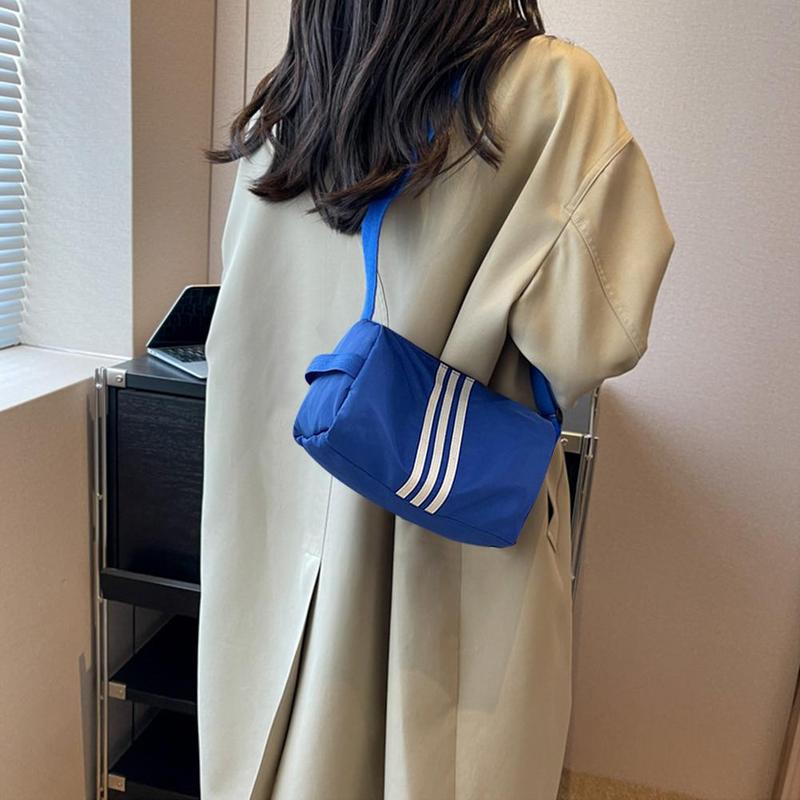 Túi đeo vai thể thao du lịch bằng nylon màu tương phản, phong cách messenger, phù hợp đi làm và sử dụng hàng ngày, dung tích lớn, thiết kế dạng gối, mã E4Y0