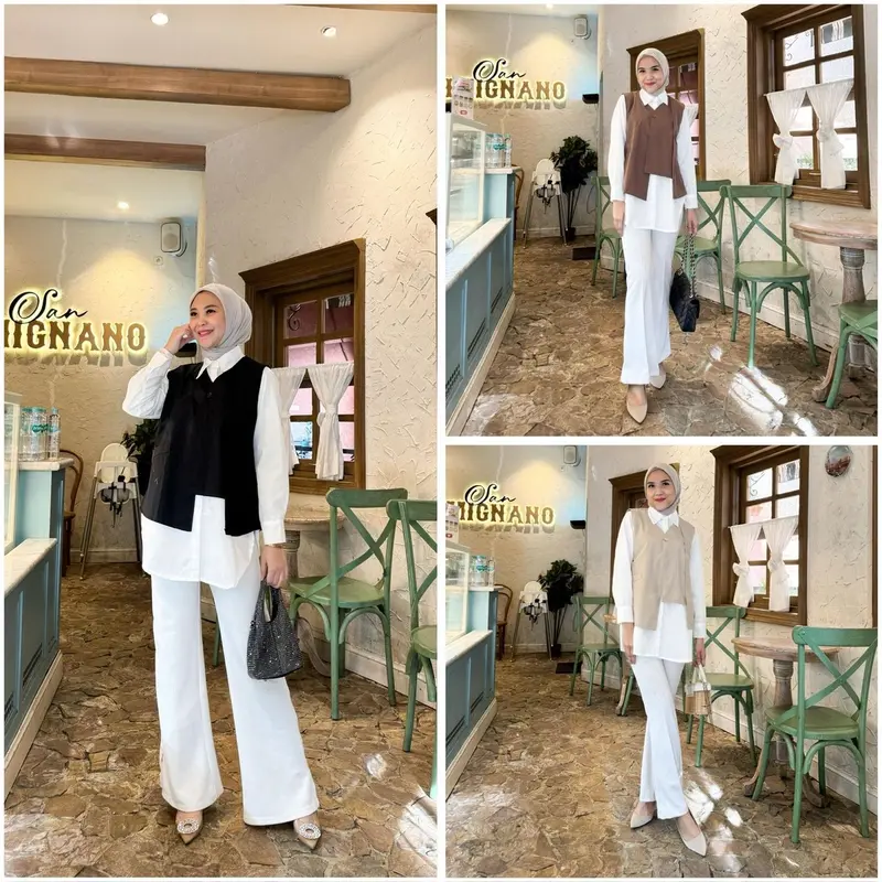 Kemeja Rompi Oversize Termurah Wanita Atasan Baju Katun Panjang Casual Linen Dewasa Cewek 0