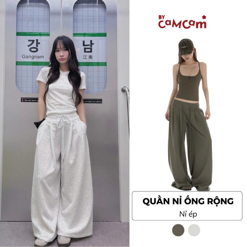 Quần Nỉ Ống Rộng Thể Thao Cạp Thấp Hack Eo Retro Phong Cách Âu Mỹ QTD264