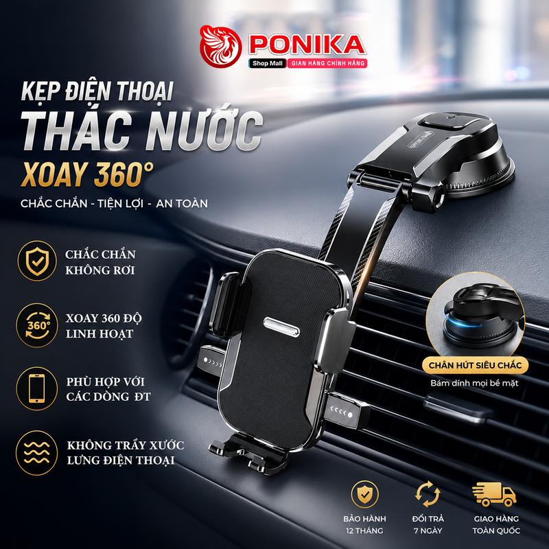 Giá Đỡ Điện Thoại A29 Hình Thác Nước Không Chắn Tầm Nhìn Lái Xe, Kẹp Giữ Điện Thoại Gắn Kính Xoay 360