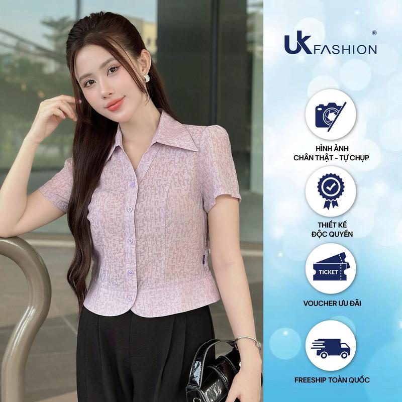 Áo Sơ Mi Hoạ Tiết Bo Gấu V Gấu UK Fashion Công Sở Nữ Thanh Lịch Năng Động Vải Mềm Mịn UKSM2505020