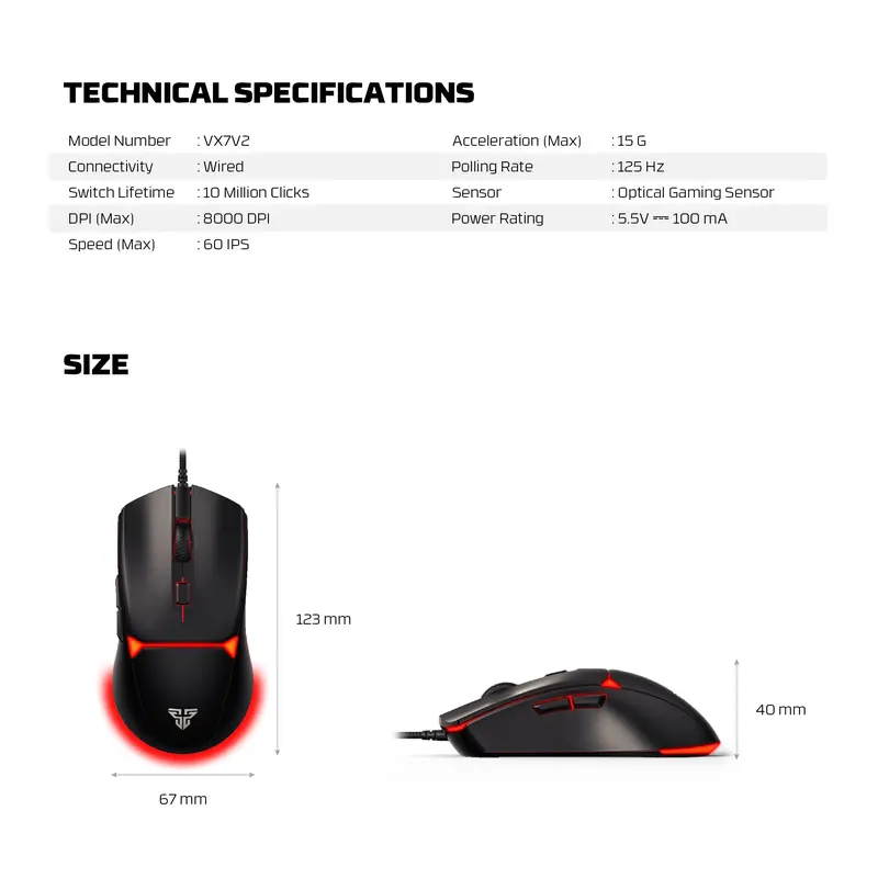 Fantech CRYPTO Gen II VX7v2 WG7v2 Mouse Gaming WIreless Dongle 2.4ghz PC Kabel Macro 7