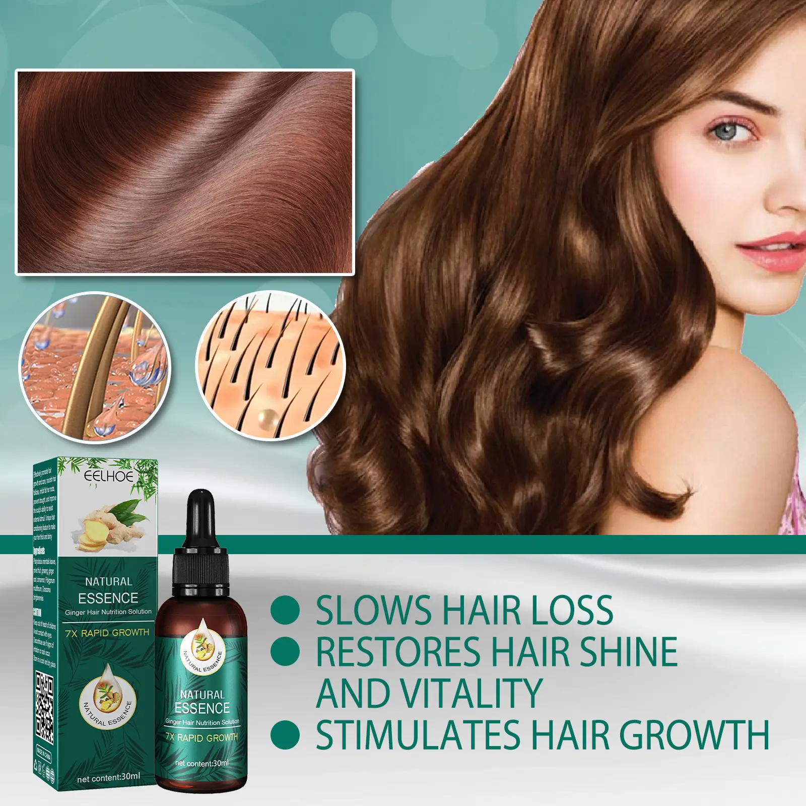 Old ginger hair care essential oil hair care hair growth scalp care soft luster smooth dry,  Shampoo , Conditioner frizz 30ml