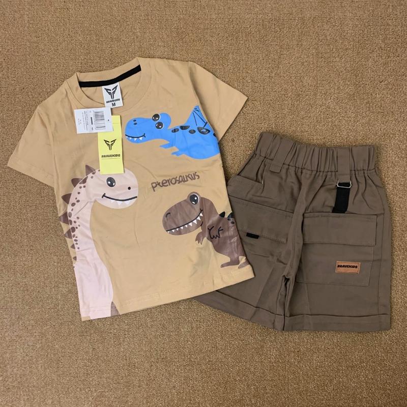 BRAVEKIDS FASHION - DINO CHARACTER SETELAN ANAK COTTON COMBED 24S 1-5 TAHUN 5