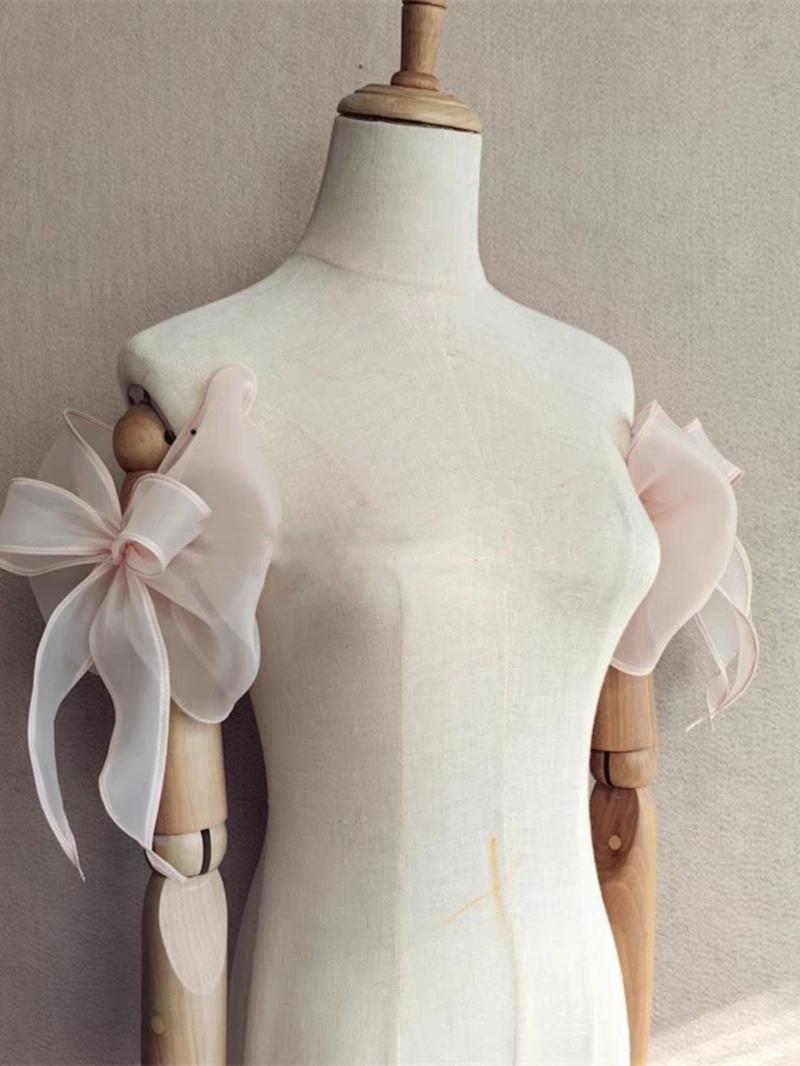 Product Introduction of Đầm cưới, cô dâu tay áo, có thể tháo rời, có nơ, làm bằng Organza, thích hợp cho váy dự tiệc, phụ kiện cho phụ nữ 17