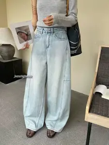 CURVED JEANS KOREA BAGGY LOOSE JINS WANITA BUTTER CURVED PECAH POLA OVERSIZE CELANA GOMBRONG RETRO RAW DENIM Y2K CELANA SKENA