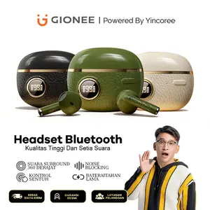 Yincoree 2025 J08E earphone bluetooth 6.0 Nirkabel Tampilan LED Binaural Tahan Air Earphone Pengurang Kebisingan HIFI Olahraga Stereo Peredam Kebisingan Headphone Penundaan Mikrofon Panggilan HD Musik Permainan Olahraga Headphone