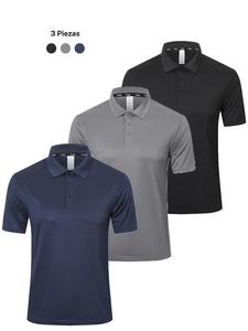 Polo deportivo de corte normal con botones para hombre, camiseta de manga corta con cuello para golf y actividades al aire libre, ropa deportiva informal, cómoda y transpirable para hombre