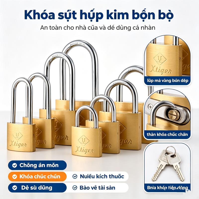 Ổ khóa 25 mm bằng sắt, ổ khóa giả đồng, ổ khóa gia dụng cho học sinh.