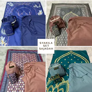 Arbifa | Full set Sajadah + Mukena Syakila Traveling Series Dewasa Katun Adem Motif