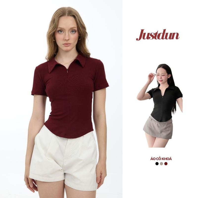 [XẢ KHO x NHIMCOSHOP] Áo thun ôm body cổ khoá cotton mịn JUSTDUN K42