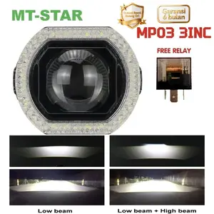 MT-STAR Projie Biled Crystal 3INCH High Low Putih MP03 dengan Kipas Pendingin Devil & Shroud Kabel Berkualitas Garansi 6 Bulan