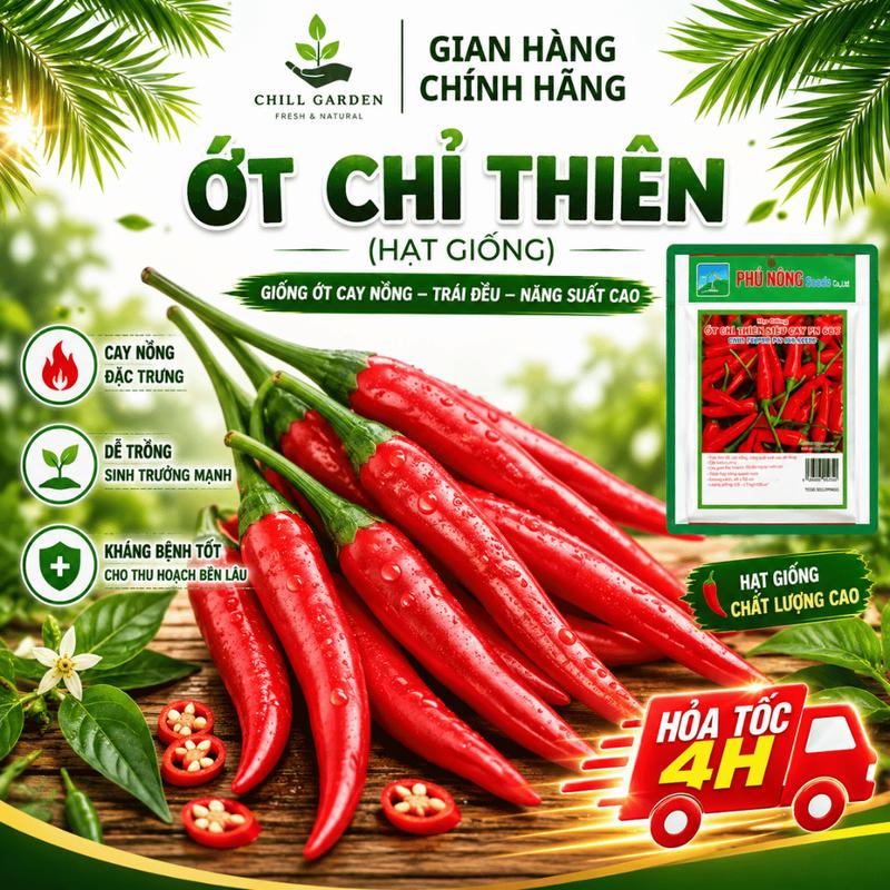 Hạt Giống Ớt Chỉ Thiên ChillGarden, Gói 0,1g~15 hạt, Sai Trái, Dễ Trồng, Nảy…