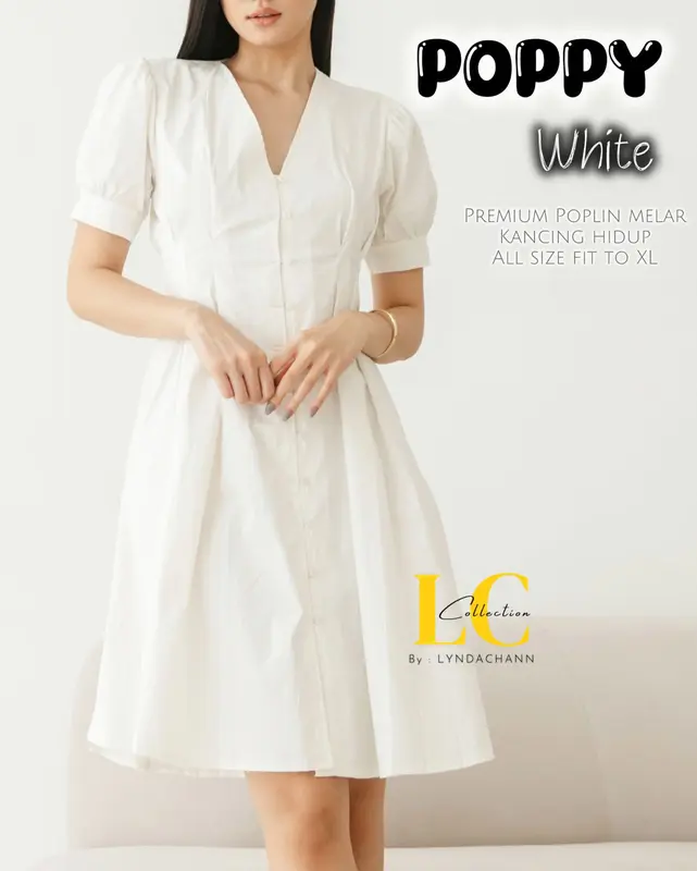 GIES - Dress Bumil Busui Wanita Poppy Button Santai V-Neck Elegan - Kancing, Casual 0
