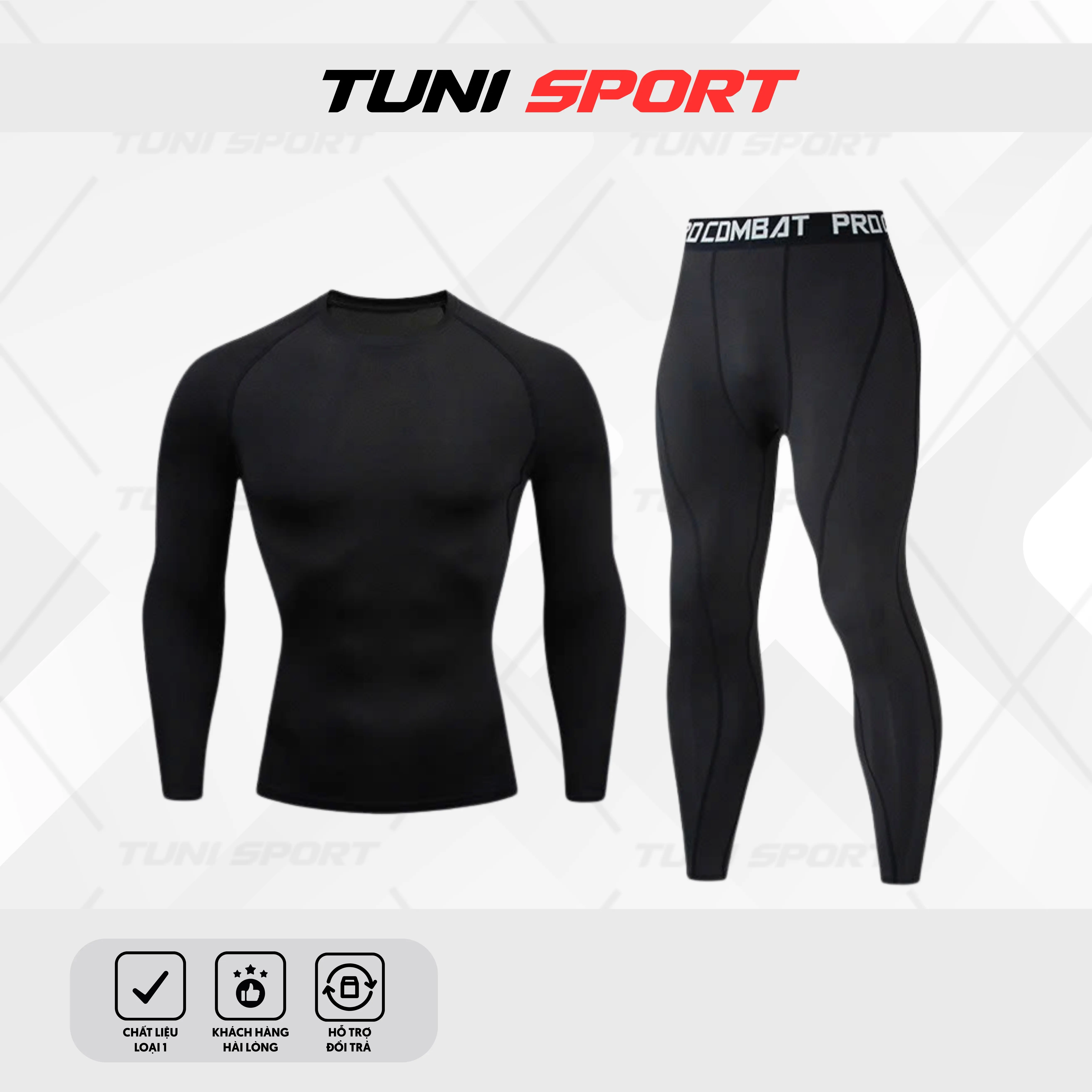 (DEAL MỞ BÁN) Bộ quần áo giữ nhiệt thể thao nam, 1 áo giữ nhiệt+1 quần giữ nhiệt procombat Thun Chạy Bộ Sport Trang Phục