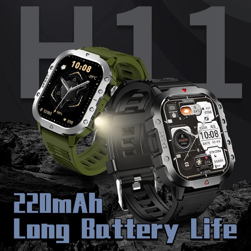 Jam Tangan Pintar, SOLE EC -H11, Model H11 Baharu, Untuk Lelaki, Dengan Lampu Suluh, Skrin 2.01 Inci, Sesuai untuk Sukan Luaran, Kertas Dinding Tersuai, Panggilan BT, Berkenaan dengan Sistem Android dan IOS, Tarikh: 2025