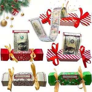 4pcs Diy Paquete de cartera de sorpresa navideña Caja de regalo de dinero divertida para fiestas navideñas es adecuada para Acción de Gracias, Navidad y diversos festivales para decorar fiestas de cumpleaños.