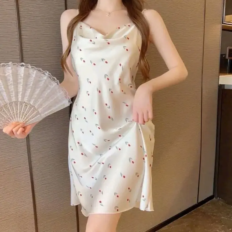Váy Ngủ Lụa Quảng Châu cc Hoạ Tiết Cổ Đổ Mềm Mát Size 40-72ký 8