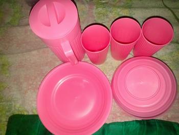 Product Review of Yoi - (10 Pcs)  Set Peralatan Makan / Set Piring, Mangkuk, Teko, dan Gelas / Cocok untuk Acara Makan Bulat yang Spesial / Piring 3 Mangkuk 3 Teko 1 Gelas Plastik Sayur Kitchenware from a**y 0