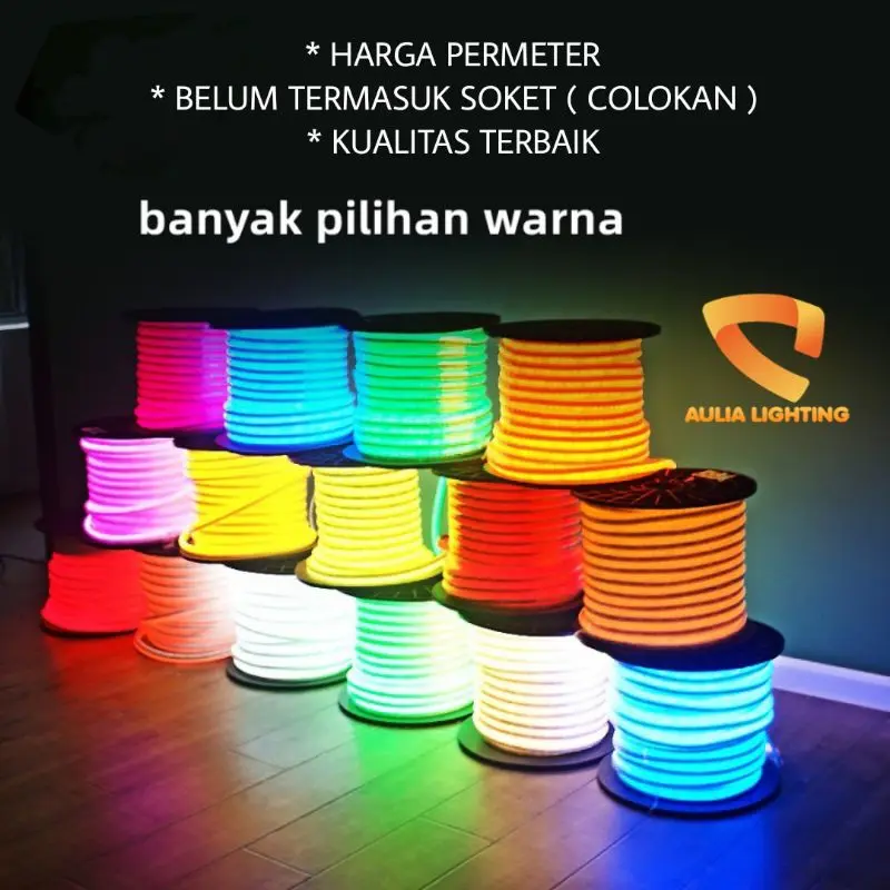 LAMPU LED NEON FLEXIBLE 220V 1 - 100 METERAN KAMAR AESTETIK WATERPROOF FLEX BIRU PUTIH KUNING UNGU 0
