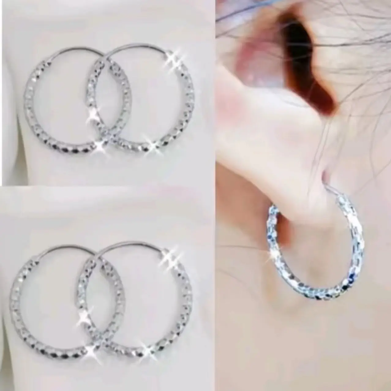 Anting Gifsi Titanium Silver Anti Karat Dewasa Earrings