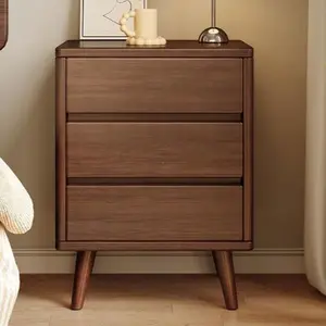 Lemari Samping Tempat Tidur dari Kayu Solid, Lampu Mewah, Desain Canggih, Lemari Samping Kecil, Penyimpanan Celah Sangat Sempit, Lemari Penyimpanan Rendah, Lemari Penyimpanan.