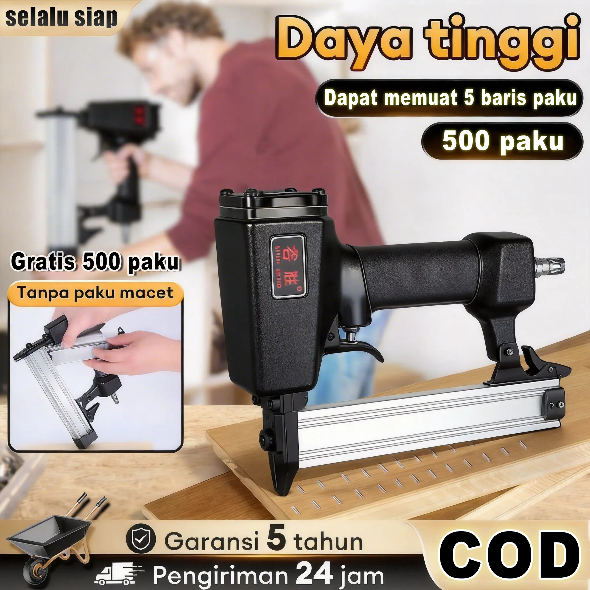 Mesin Paku Tembak Angin MODERN / Air Nailer Paku Lurus Tembak Staples U Kayu M F30k Efisien dan tahan lama Dapat memuat 5 baris paku Staples Angin Air Nail Gun Nailer Alat Paku Tembak 500 staples gratis dan tas alat Tidak macet Air Nailer