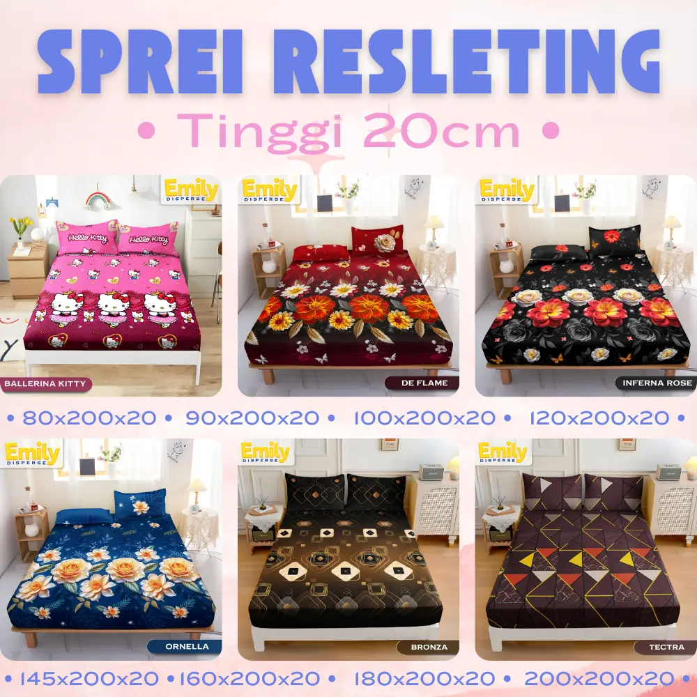 Sprei Resleting / Sarung Kasur Busa Resleting Tebal/Tinggi 20cm Lebar 80 Sampai 200cm - Sprei Resleting