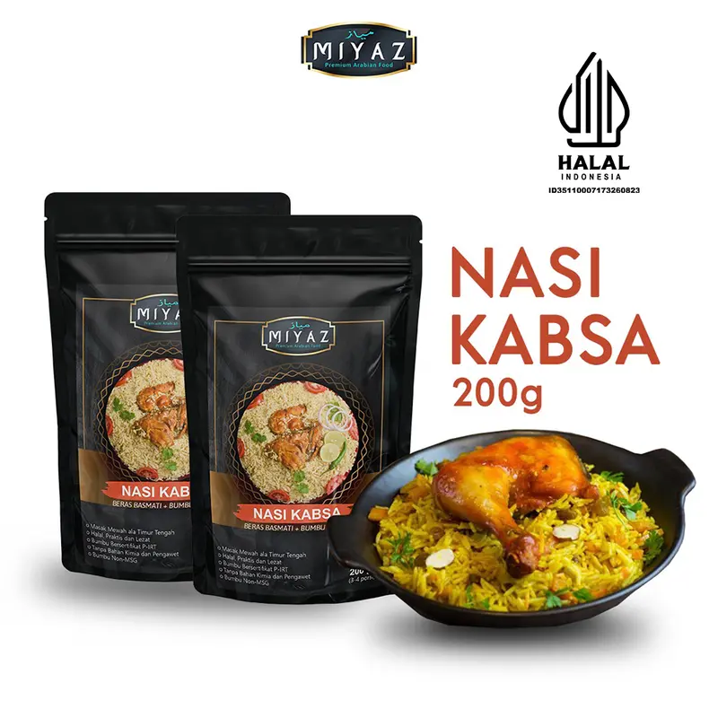 Paket Beras Basmati Miyaz 200gr Bumbu Rempah Nasi Kebuli, Briyani, Mandhi, Bukhari, Kabsa Instan Sehat 4