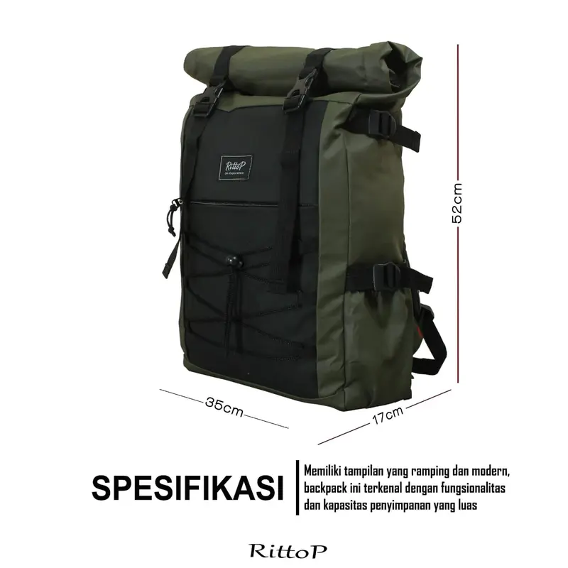 Rittop-Ransel Rittop backpack waterfroop ransel laptop pria wanita ransel kerja terlaris bestseller Hitam Sekolah 4