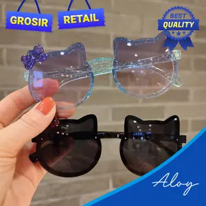 PL-MX016A Kacamata Anak Model Kucing Imut Fashion Imut dengan Aksen Pita