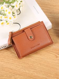 Monedero ultra delgado de moda para mujer, estuche multifuncional para tarjetas, estuche portátil con cierre para tarjetas de viaje, bolsa de mano compacta para mujer, cartera corta para mujer