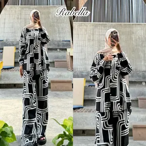 SKY LOTUS SET MOTIF | SETELAN RAYON CELANA KULOT TERBARU KEKINIAN