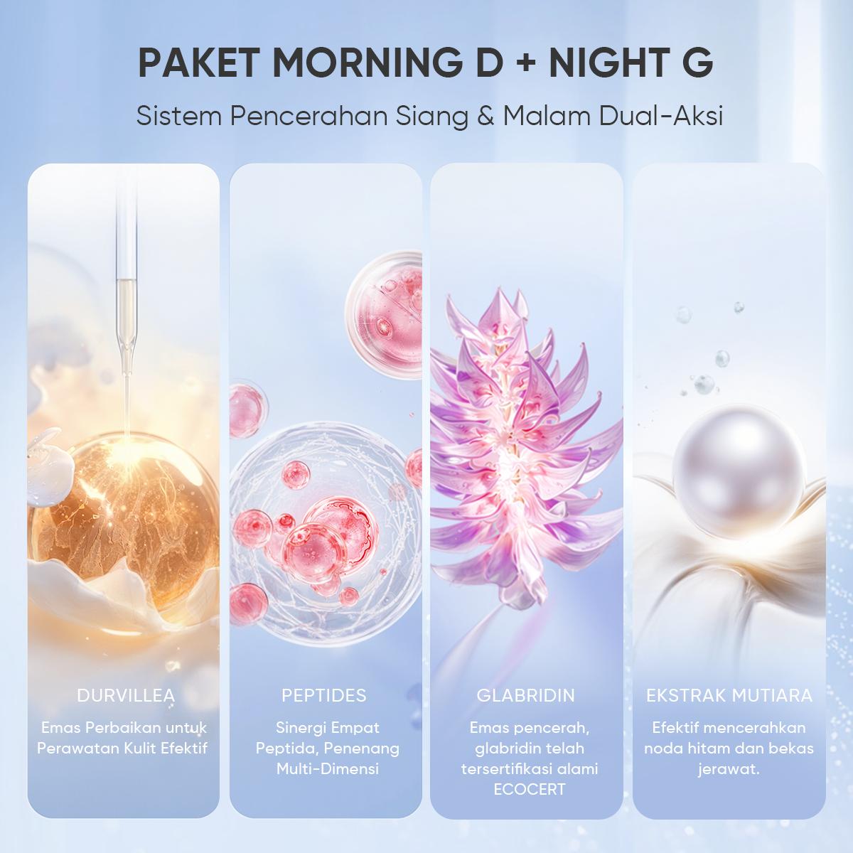 GMEELAN Durvillea Polypeptide Pemulihan Krim Malas 30g +Glabridin Pearl Peptide Brightening Cream 30g