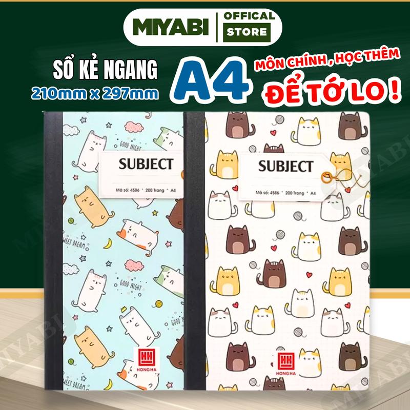 Vở kẻ ngang 200 trang a4 - 1 quyển - sổ A4 Hồng Hà kẻ ngang có lề khâu gáy ghi chép 58gsm sổ giáo án hình cute tập vở giá rẻ học sinh