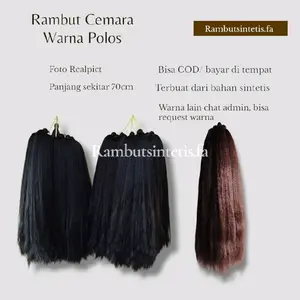 Rambut Cemara Panjang 70cm Warna Polos - Bahan Sintetis - Extension