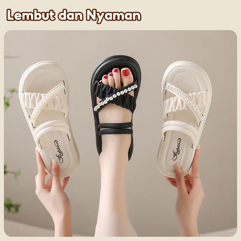 Sandal Bersol Platform Untuk  Wanita Modis Sandal Rumah Bersol Tebal Serbaguna Sandal Anti Selip Gaya Korea 4