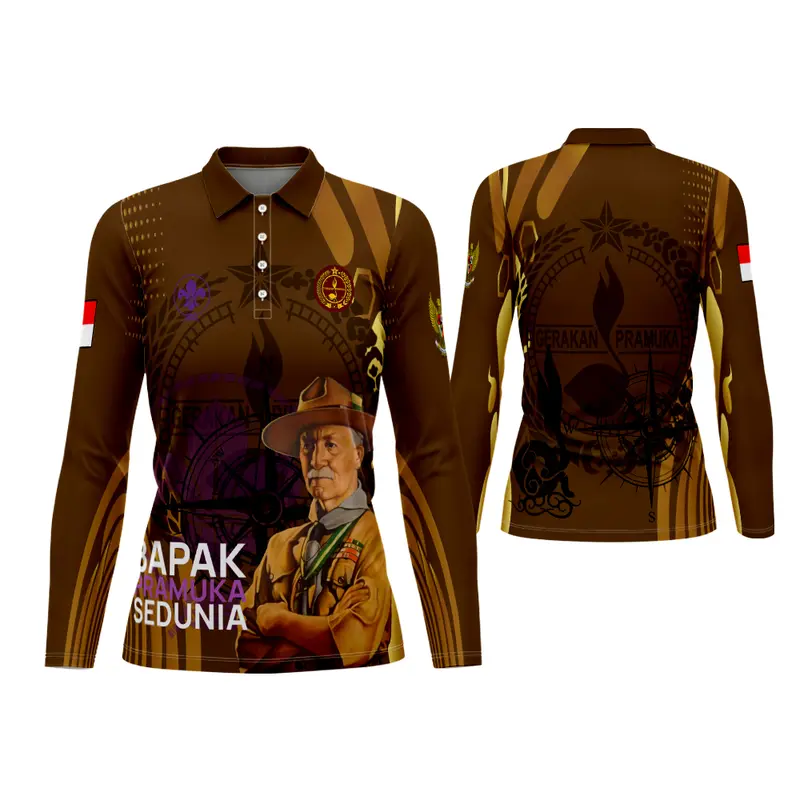 Baju Pramuka Kaos Berkerah Wanita Baju Jersey Pramuka Pembina Fullprint Baju Pramuka Baju Guru Pramuka Atasan Polo 5