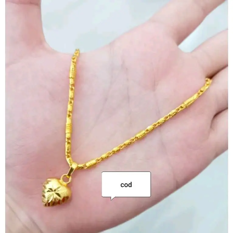 (BELI SATU PRODUK APAPUN GRATIS SATU PRODUK)) KALUNG BAMBU LIONTIN LOVE WARNA GOLD ANTI LUNTUR
