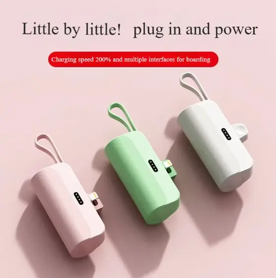 Bộ sạc Capsule khẩn cấp, Kích thước nhỏ, Cầm Tay, 10000mAh, Sạc nhanh, Cáp tích hợp, Ngân hàng điện di động cỡ bỏ túi