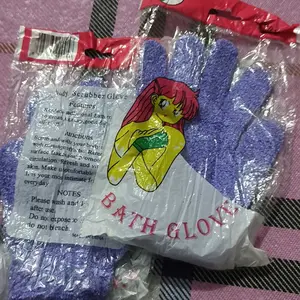 Glamers Beauty Sarung Tangan Mandi Scrubber Batching Exfoliate Bath Scrub Busa Kain Pink Sikat Pungung Putih Tempat Shower Glove Soft Hide Inside Texture Elastic